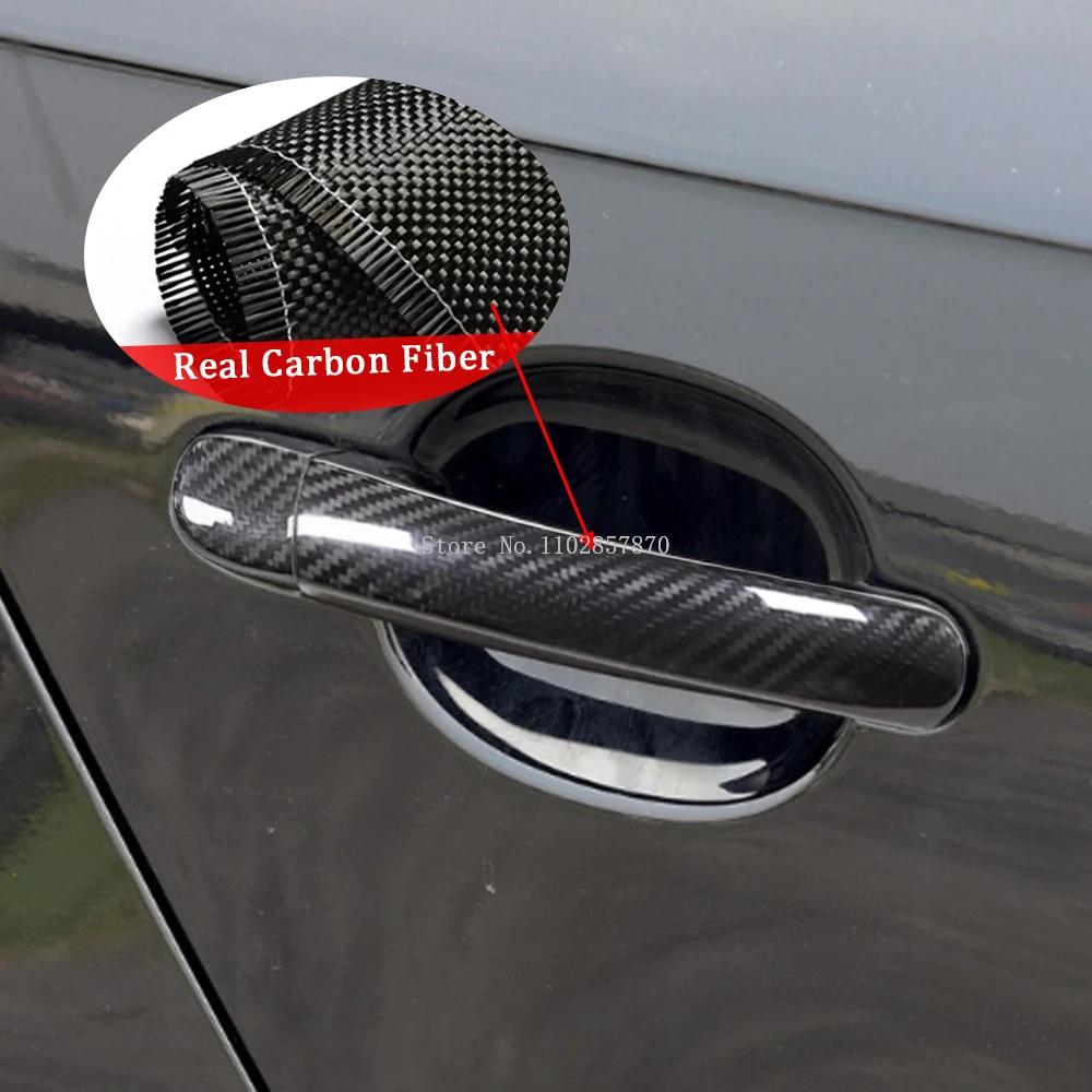 For Skoda Rapid 2013-2022 Car Accessories Real Carbon Fiber Door Handle Cover Frame Sticker Exterior Trim Bodykit