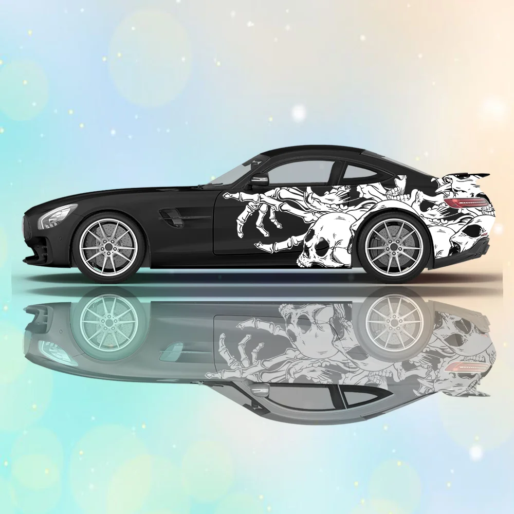 Multiple skull car decals for full body decoration to cover scratches and protect the car, waterproof. car vinyl wraps