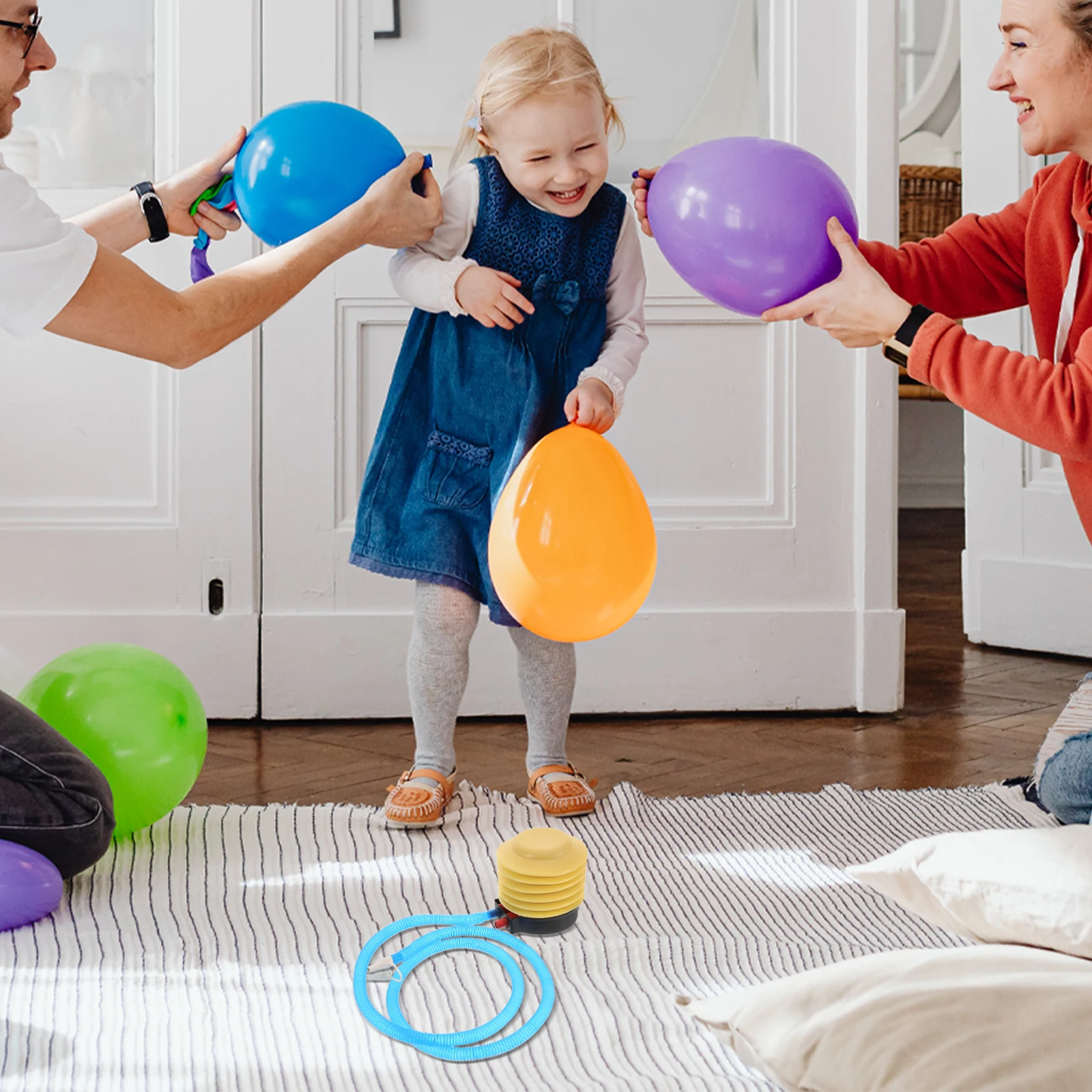 4 قطعة مضخة المحمولة نفخ فراش الكرة بالون مضخة قوية مقاومة للاهتراء الأيدي الحرة مريحة #6