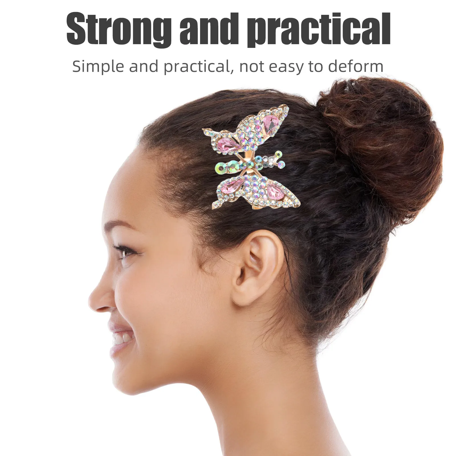 Moving Butterfly Hair Clip Rhinestone Bling Sparkly Metal Clips for Women Chic Hair Accessories Butterfly Clips for Women