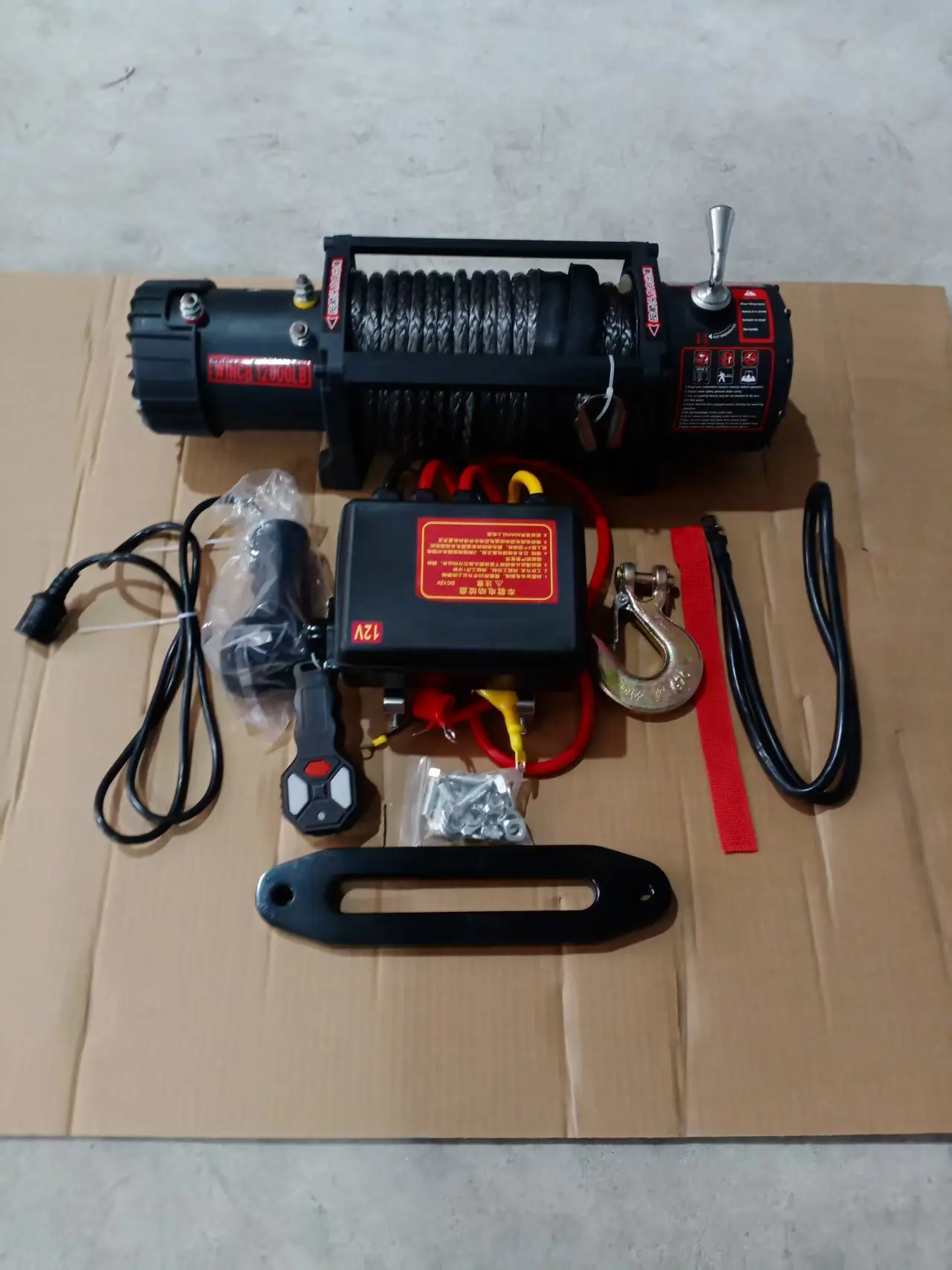 12 فولت/24 فولت 13500lbs سيارة ونش الكهربائية طقم التحكم عن بعد 4x4 سيارة شاحنة رافعة على الطرق الوعرة ونش كهربائي #3