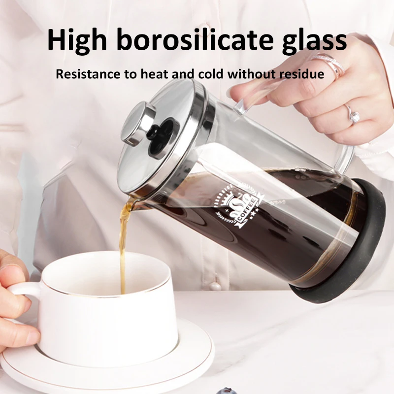 French Press Coffee Pots High Borosilicate Coffee Maker Multifunction Hand Punch Pot with Filter 350ML-600ML Coffee Accessories