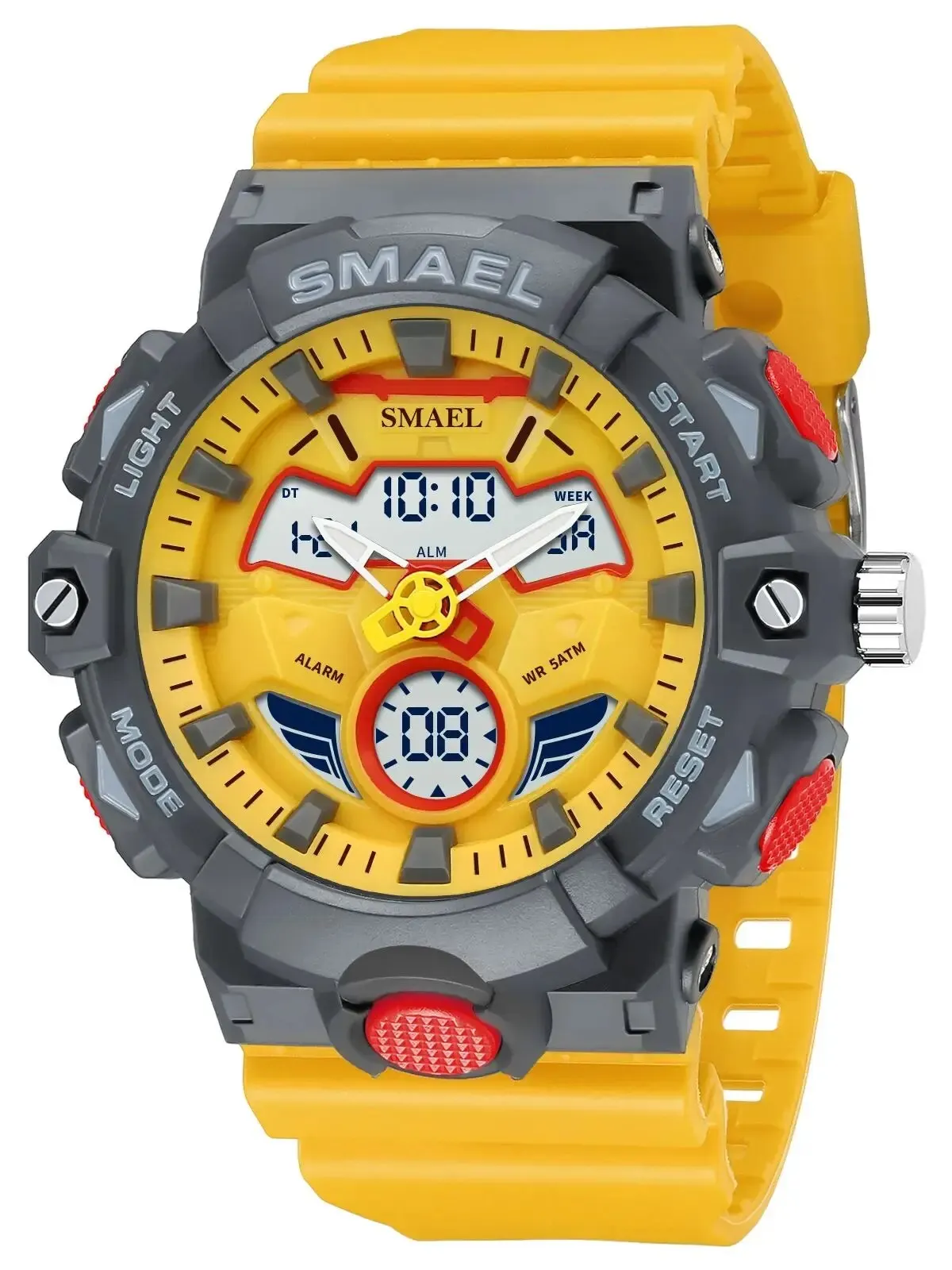 Men Sport Watches SMAEL Original Wristwatches Dropshipping Brand 50M Waterproof Clock 8085 Alarm Young Yellow New Quartz Watch