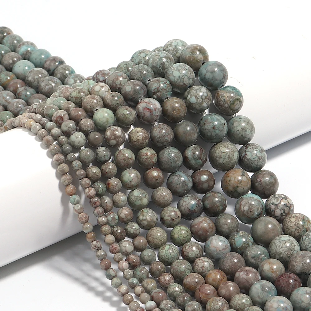Natürliche Maifan-Steinperlen, 4, 6, 8, 10, 12 mm, blaue runde lose Distanzperlen für Schmuckherstellung, DIY-Armbänder, Halsketten-Zubehör