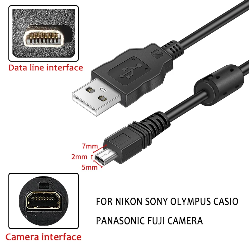 UC-E6 Digital Camera USB Data Cable Mini 8 Pin  for Nikon CoolPix Fuji Panasonic Olympus Sony 1M 1.5M