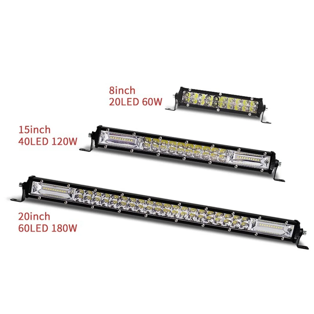 8/15/20 Inch Offroad Fog Lamp LED Bar Work Light Driving Light 60W/120W/180W 2-Row LED Work Light for SUV UTV ATV Truck 4x4 Boat