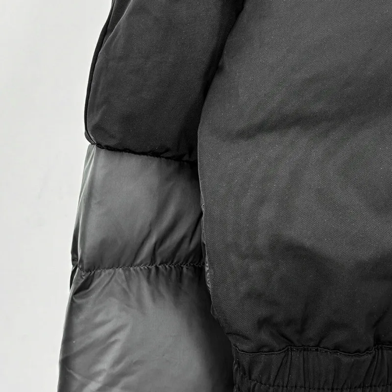 HKSH شتاء جديد إمرأة قصير أسفل معطف غير المتماثلة المرقعة كم طويل الخامس الرقبة سستة أنيقة الراقية الدافئة سترة منفوخة HK16362