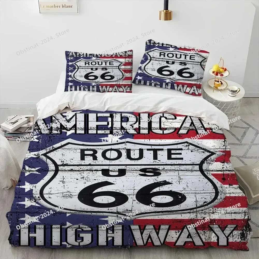 Historic Route 66,Mother Road,mãe estrada Bedding Set Print With Pillowcase Bed Duvet Cover Single Double Queen Super King Size