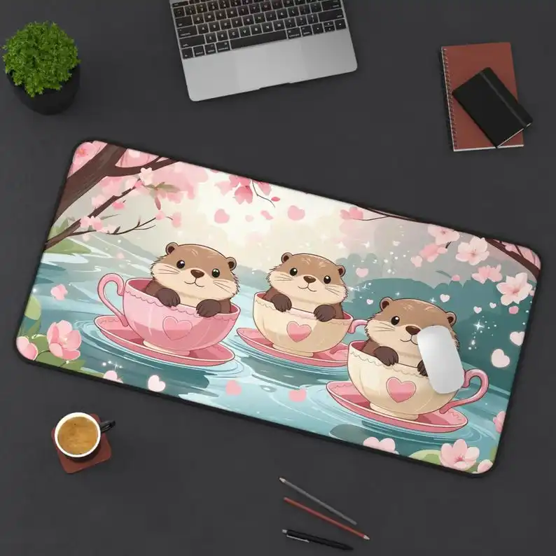 

Otter Pink Style Pattern Mouse Pad, Cute Desktop Decoration, Non-slip and Waterproof Mouse Pad, The Perfect Gift for Friends.