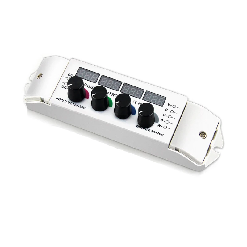 New Led RGB RGBW Strip Controller 5A*4CH 20A Output Multi Function Light Display Rotary Knob 5050 3528 Strip Controller