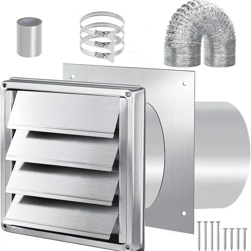 304 Stainless Steel Shutter Vent Windproof Rainproof Exhaust Port Air Outlet Hood Outdoor Exhaust Hood Piping