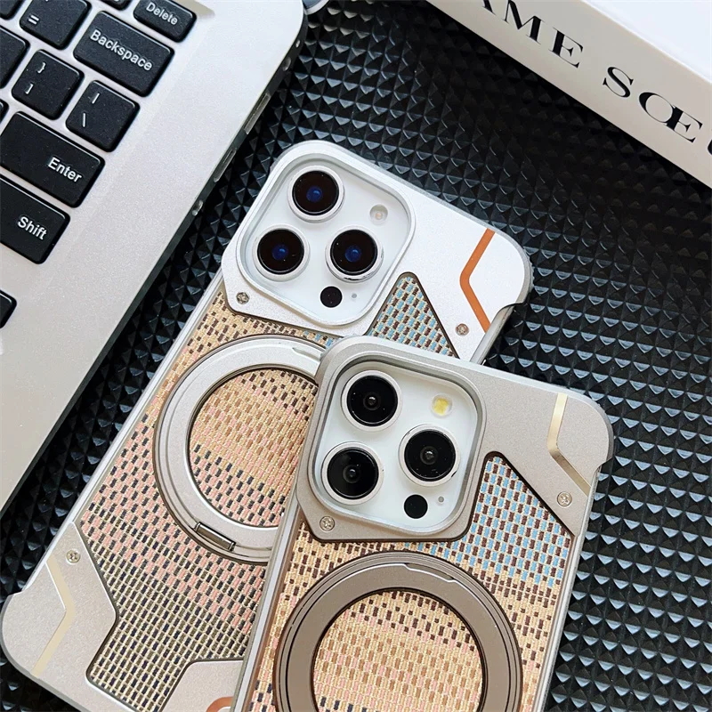 Рамка из алюминиевого сплава, магнитный поворотный держатель, чехол для iPhone 16, 13, 14, 15, Pro Max Plus, безрамный противоударный чехол Magsafe