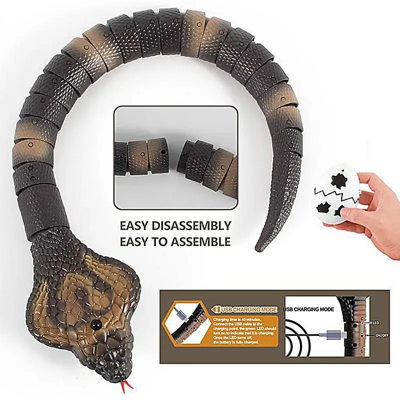 Serpiente eléctrica de juguete para gato, serpiente falsa, juguete de Animal RC, Sensor inteligente realista, evitación de obstáculos, doble