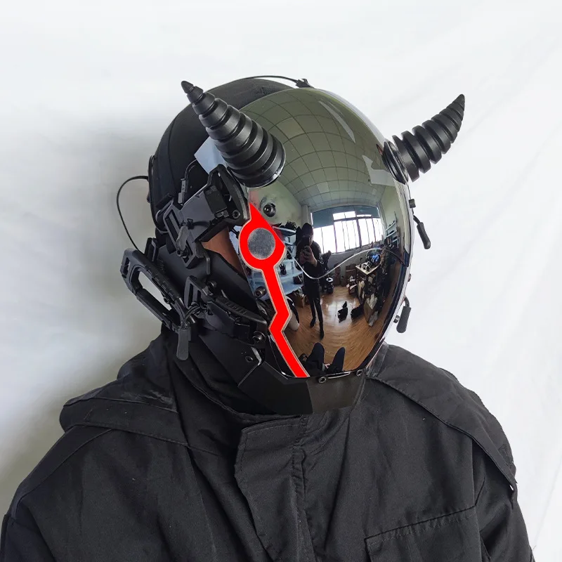 Gothic Devil Horns Mask Cyber Punk Masks Fashion For Men Women Music Festival Cosplay Technology Motorcycle Racing Helmet Dress