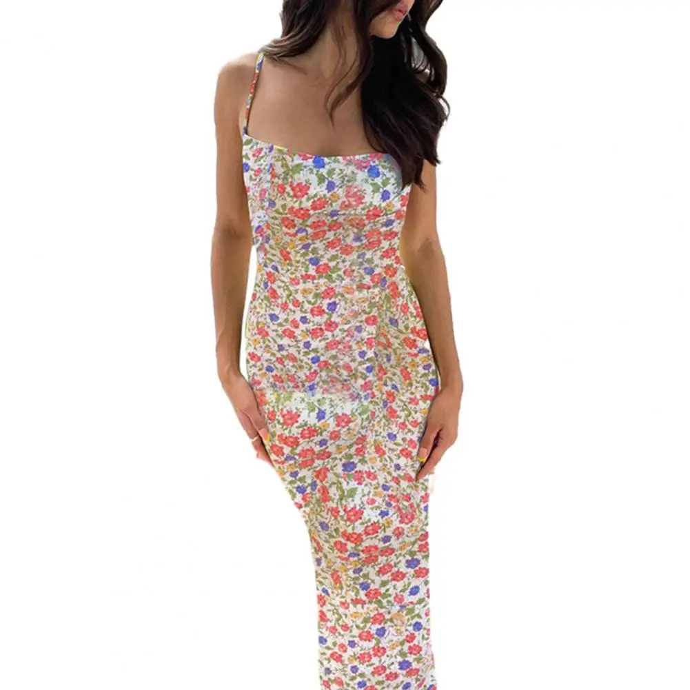 فستان طويل مع حزام السباغيتي للنساء ، ملاصق للجسم ، رقبة على شكل حرف v عميقة ، مثير ، عاري الظهر ، حفلة ، ملابس الشارع ، الصيف