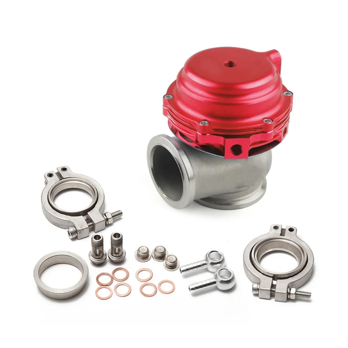 Universal Car Modification 38mm Turbocharged Exhaust Pressure Relief Valve External Wastegate V-Band Flanged Red