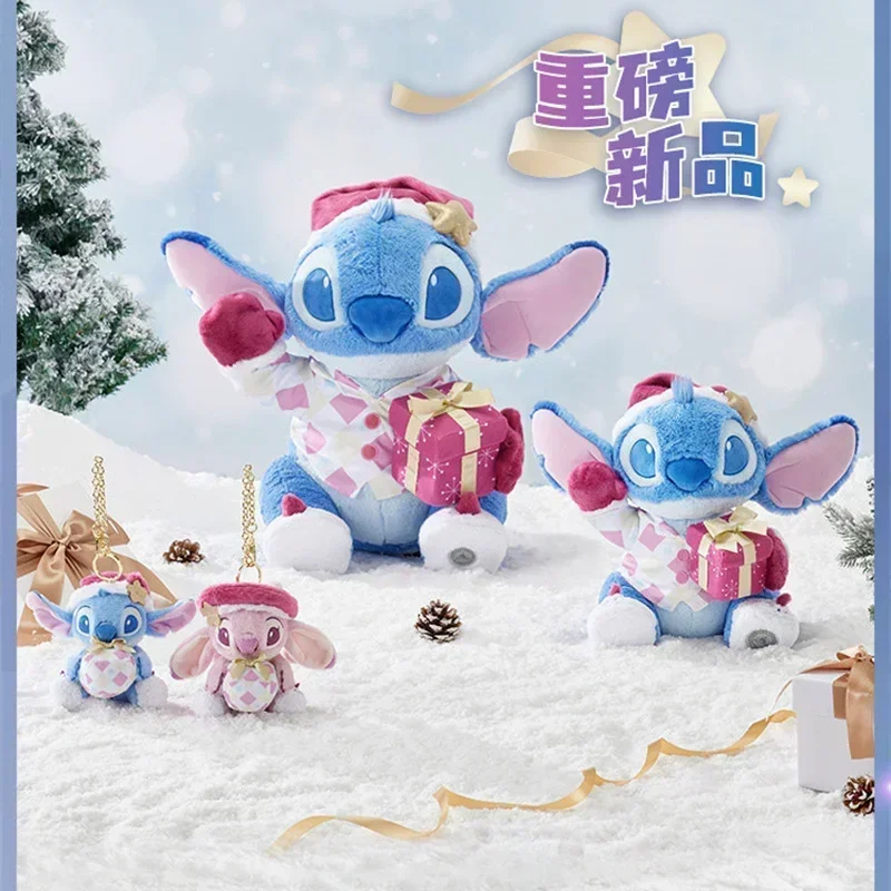 Kawaii  Disney Winter Gift Series Stitch Plush Doll Soft Stuffed Plush Throw Pillow Room Decoration Kids Christmas Gift