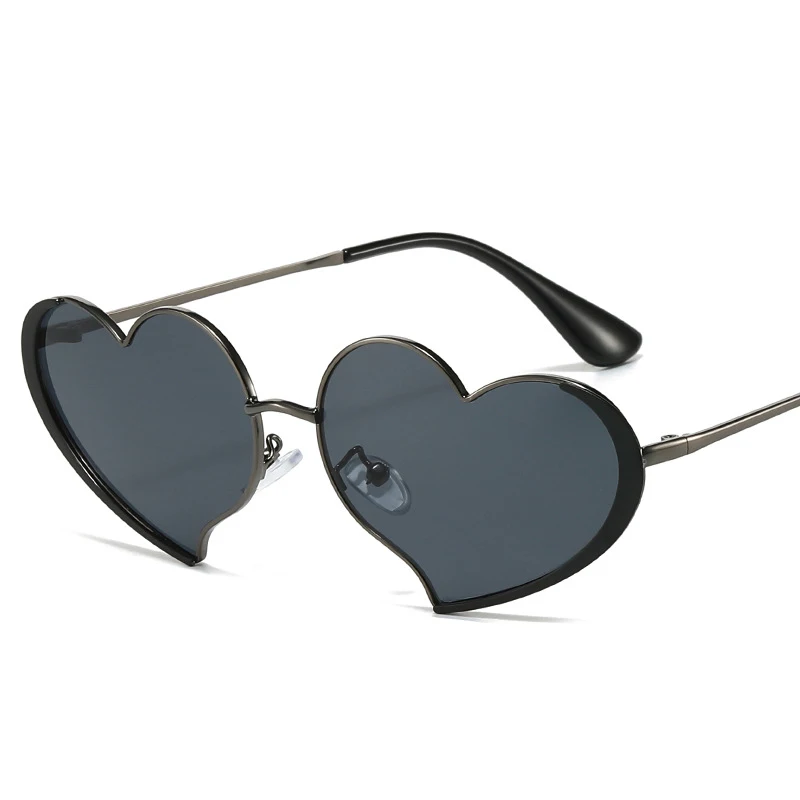 Y2K gafas de sol de Metal con forma de corazón para mujer, gafas gradientes para exteriores, gafas femeninas, tonos UV400, gafas de sol de Metal para mujer y Niña