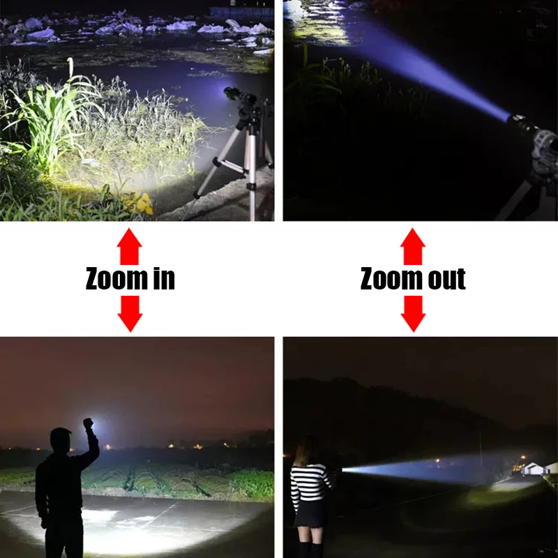 Lampe de poche Led Portable, projecteurs rechargeables, lampe de travail tactique pour Camping d'urgence en plein air