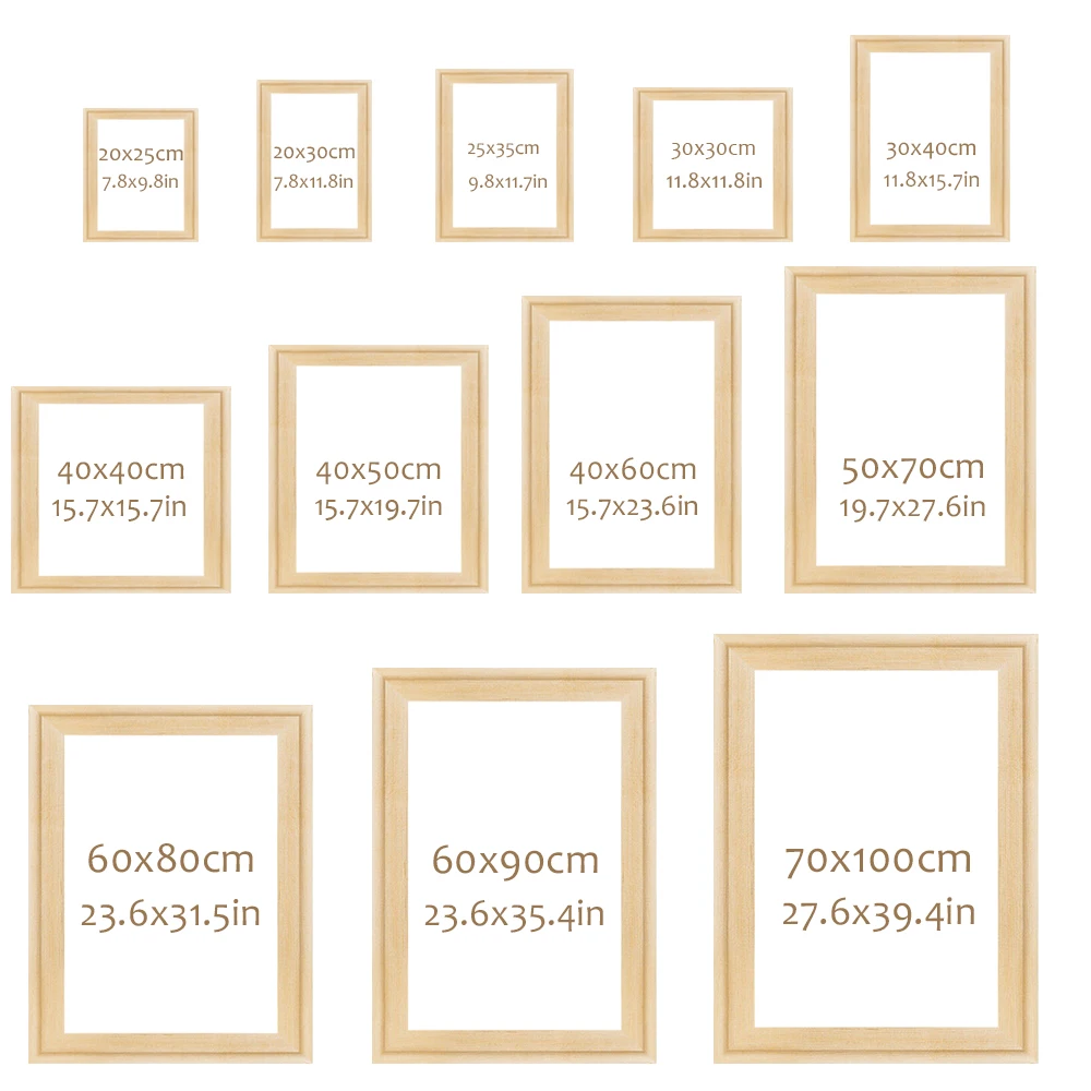 60x90 60x120 Large Size Natural Wooden Pictures Frame For Wall Canvas Frame Diamond Painting Frame Picture Poster Wall Frame