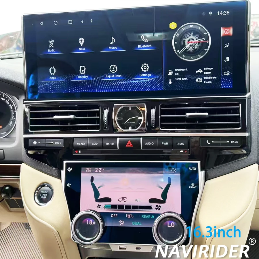 Qled Screen For Toyota Land Cruiser LC200 2007-2022  16.2Inch Android 14 LCD With Air-conditioned Screen Fast Charge Multimedia
