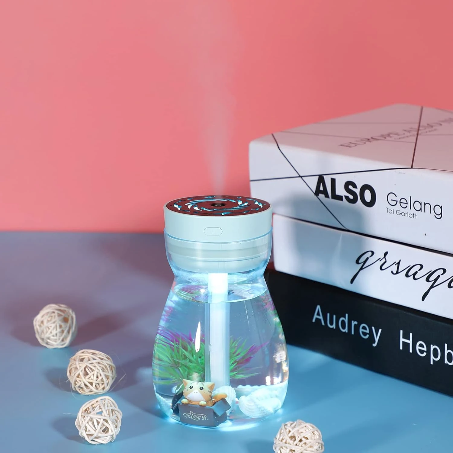 

Мини-милый синий персональный увлажнитель воздуха - небольшой портативный микропейзаж, прохладный туман, домашний увлажнитель для офисного стола и детской спальни