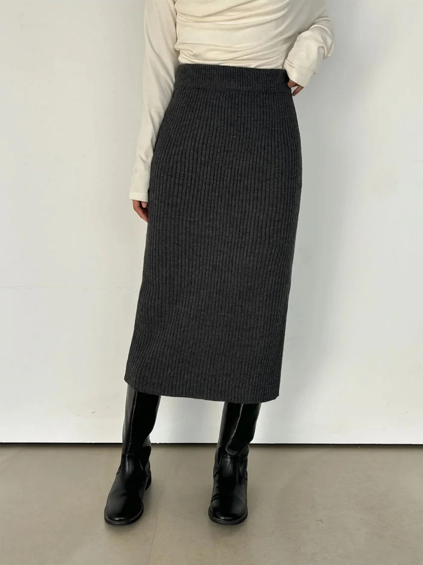 Alien Kitty Solid Bodycon Maxi Skirts Women High Waist Streetwear 2025 Comfortable OL Casual New Slim Winter Daily Elegant
