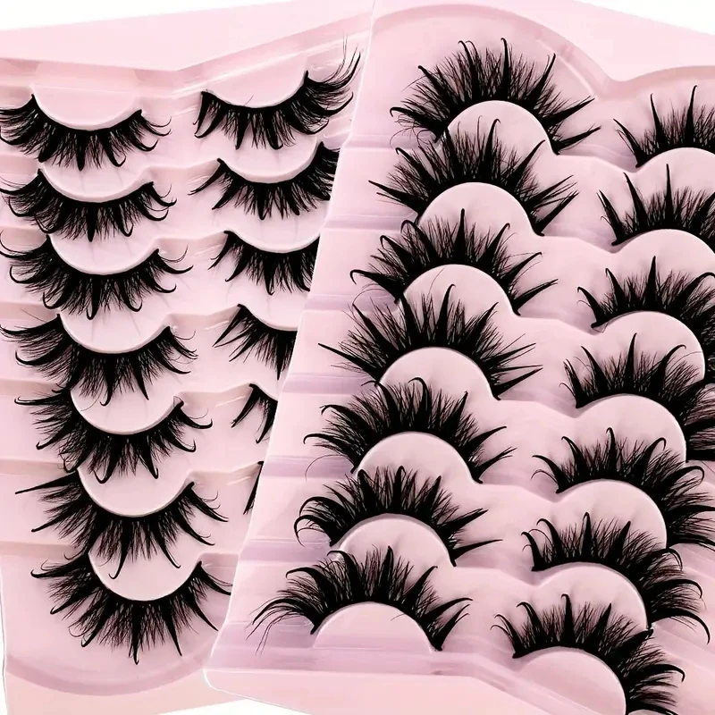 7 pairs of 8D fluffy false eyelashes, voluminous and curled, making your eyes shine like dew-kissed sunflowers with lively charm