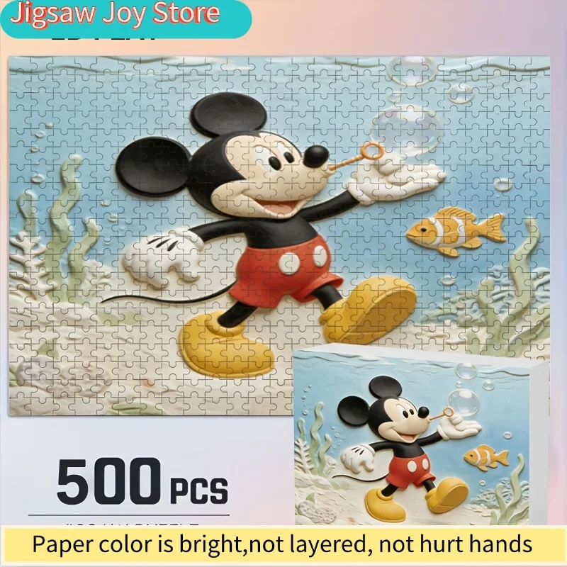 

Пазл Disney Stitch с Микки Маусом, 2D, без рамки, 500 деталей, для взрослых, для семейных вечеров, Рождества, Li