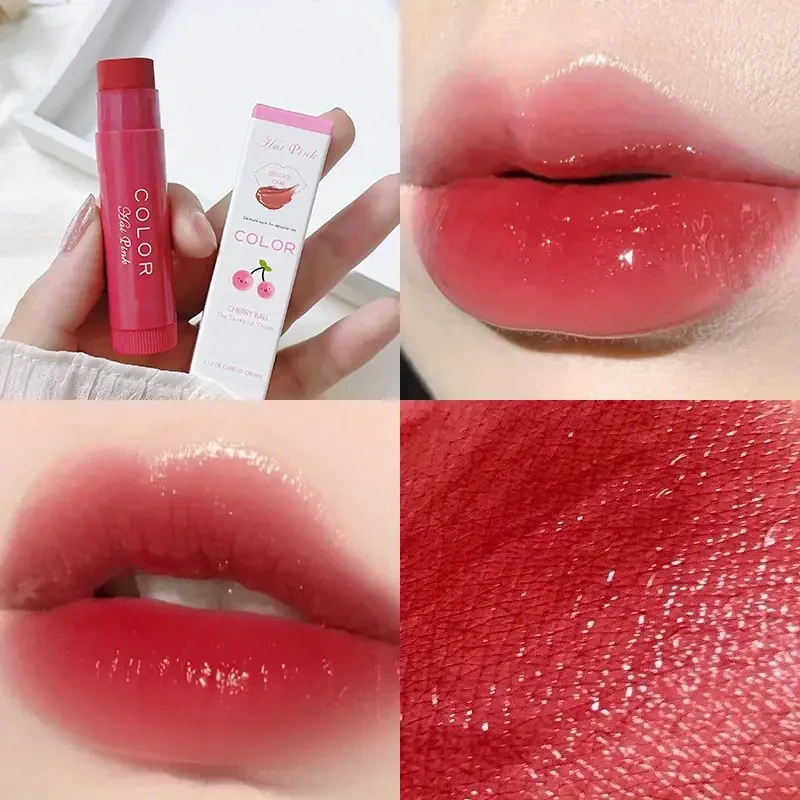 Hidratante Lip Balm, Bálsamo labial colorido, Hidratante Fade, Linhas, Anti-seco, Anti-Crack, 3 Pcs