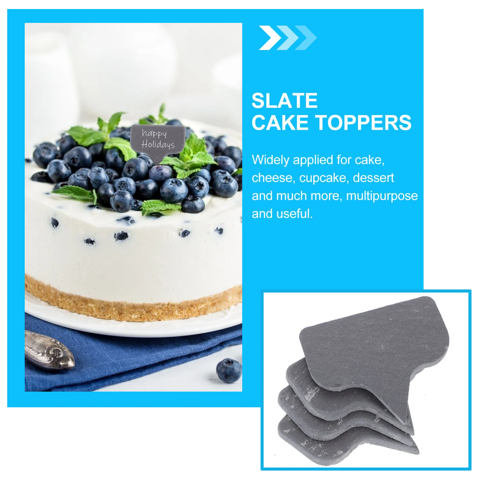 

4Pcs Cake Toppers Cheese Inserts Reusable Natural Stone Label Holders for Dessert Table Wedding Party Decor