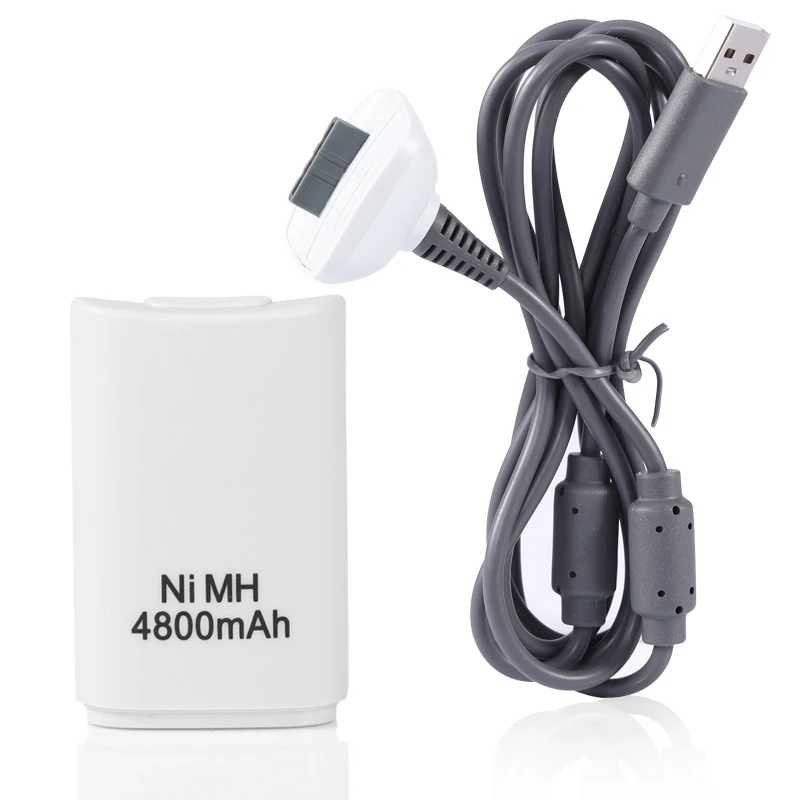 4800mAh Dual Battery Pack with Charging Cable for Xbox 360 Wireless Game Controller Extended Playtime Battery