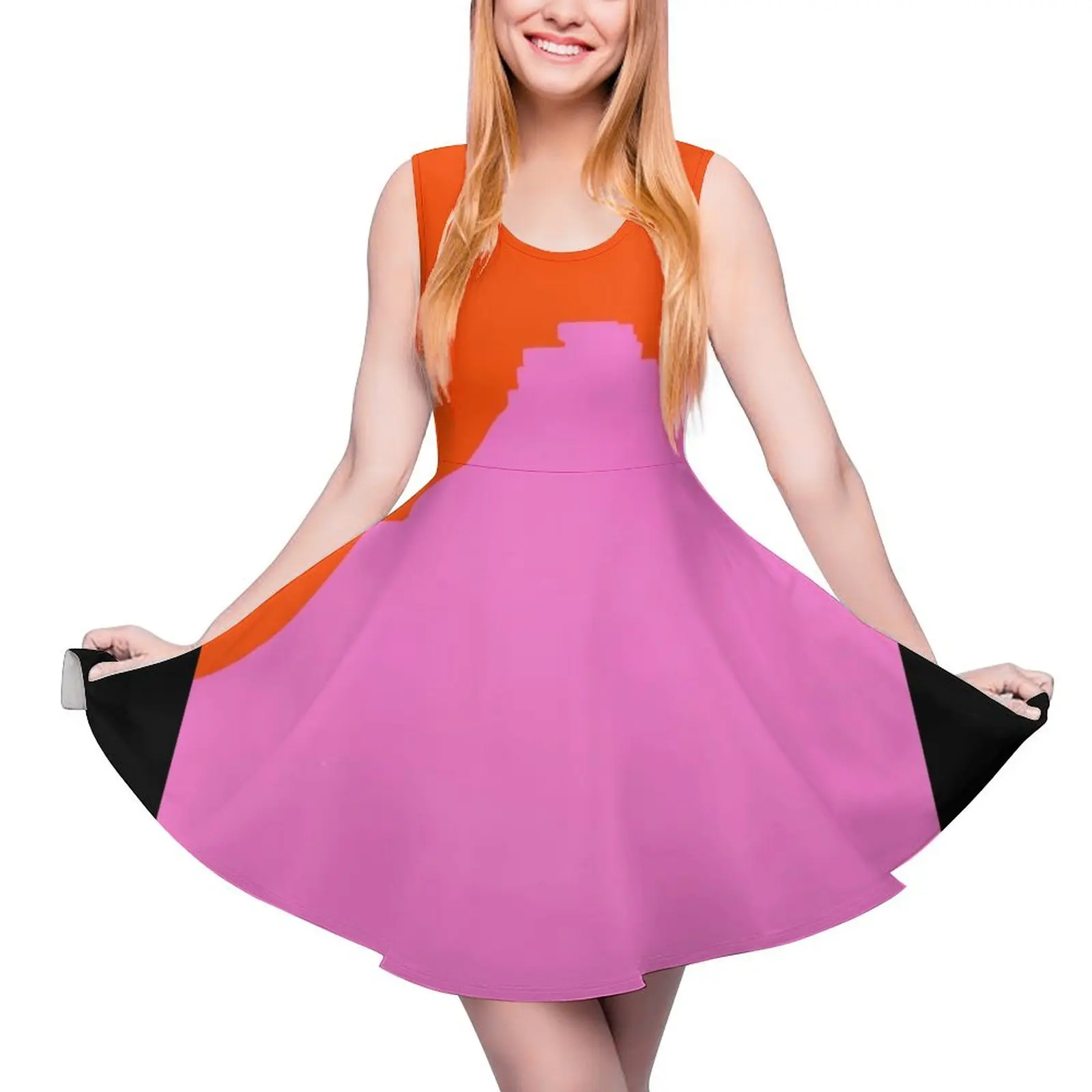 

Pink Mountain with Orange sky Sleeveless Dress summer clothes for women women"s summer jumpsuit