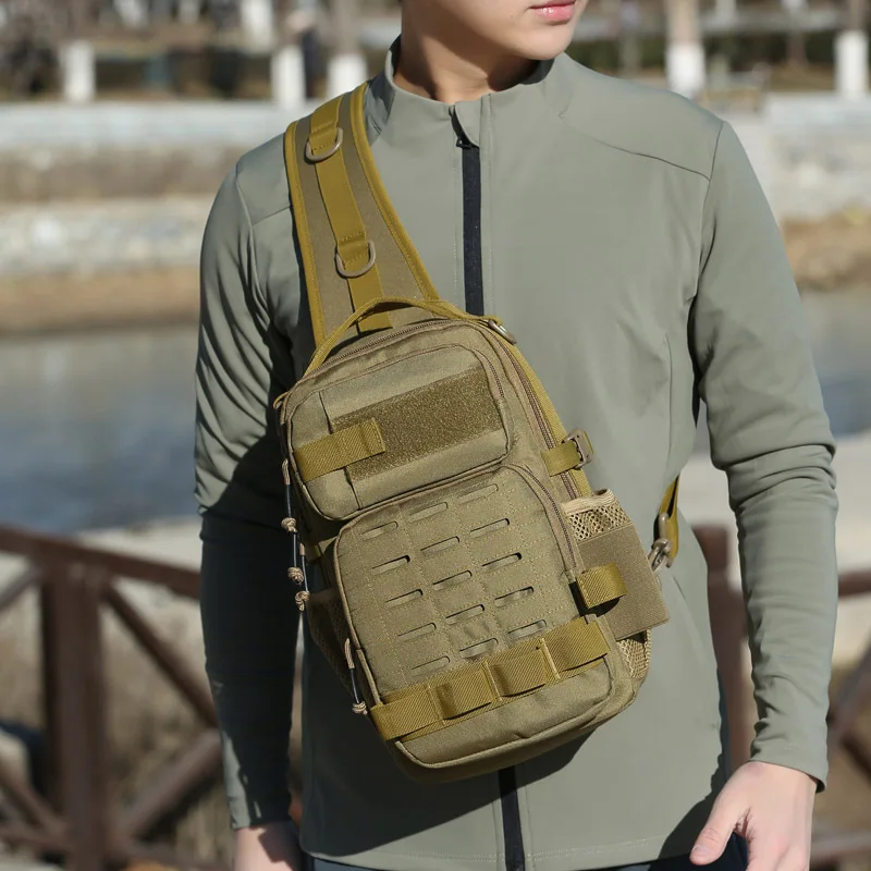 

Уличная тактическая мужская нагрудная сумка износостойкая ткань Оксфорд водонепроницаемая многофункциональная сумка через плечо для верховой езды с несколькими карманами