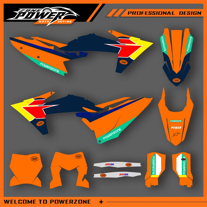

POWERZONE для KTM EXC 2024 2025 2026 EX-F SXF 2023 2024 2025 Мотокросс Графика Фоновая наклейка Наборы наклеек по индивидуальному заказу 05