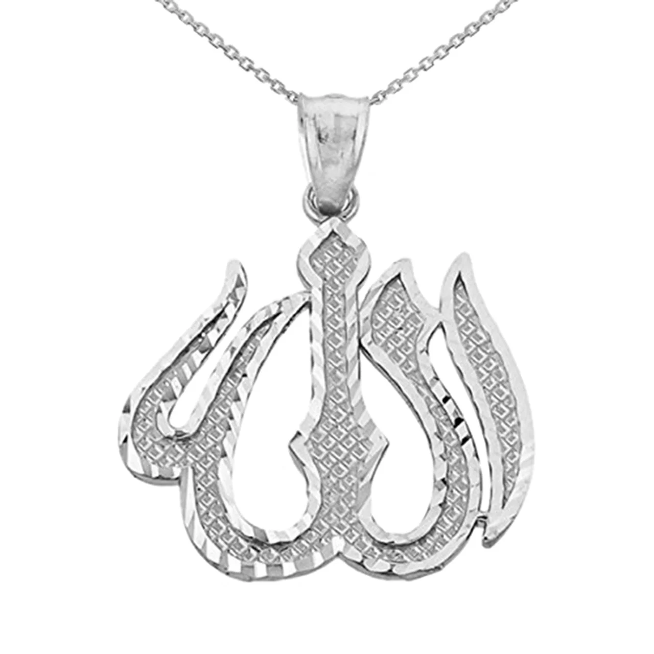 

Allah Pendant Necklace Islamic Symbol Design Diamond Like Accents Dainty Chain Religious Jewelry Gift for Muslim Faith Based