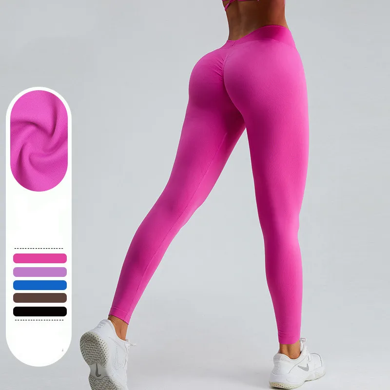 SHINBENE Seamless 2.0 High Elastic Compression Pants V Back Gym Leggings Booty Yoga Tights for Women