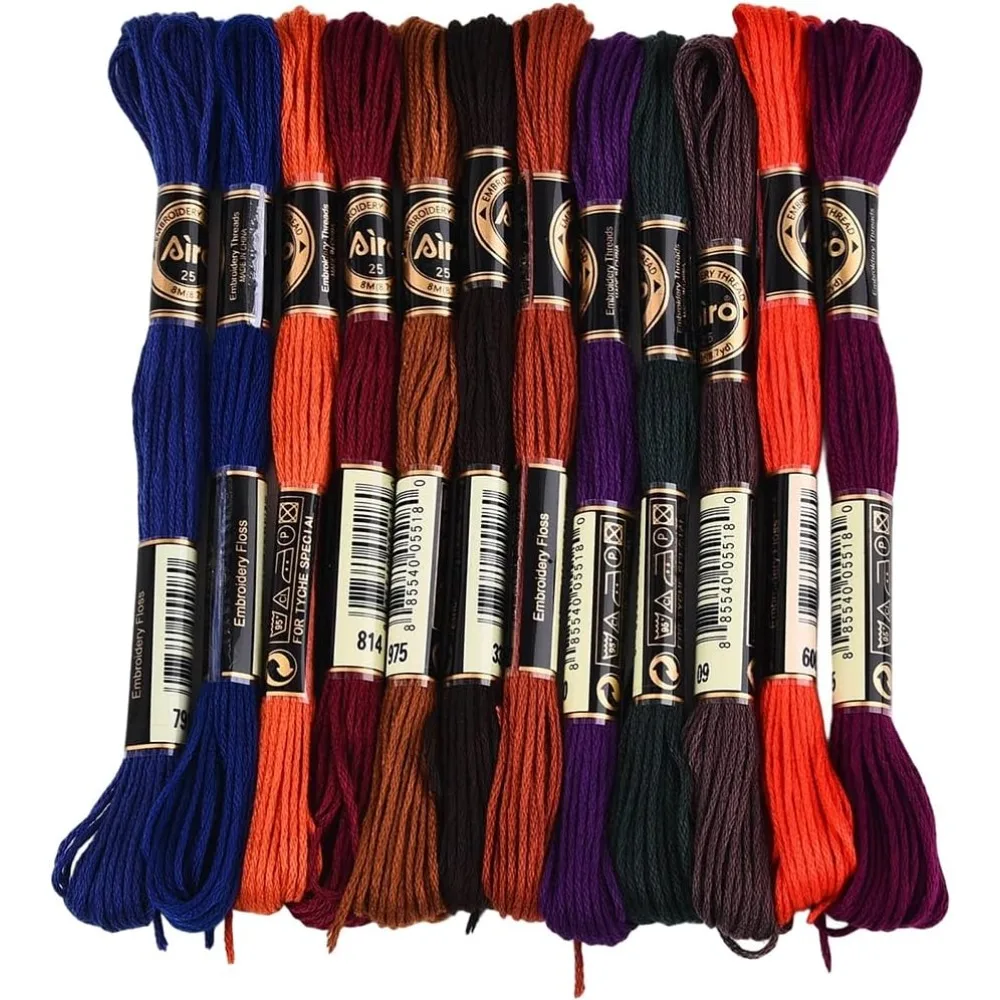 

12 Skeins 6 Strands Hand Variegated Embroidery Floss Gradient Cross Stitch Thread Polyester Friendship Bracelet String Yarn