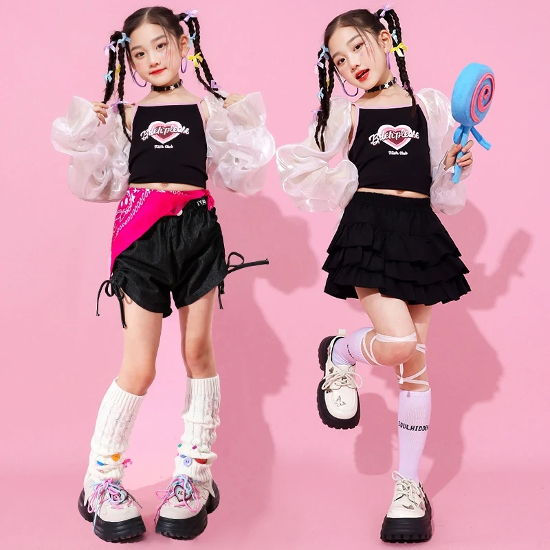 Enfants enfants Hip Hop vêtements pom-pom girl filles groupe Kpop tenue filles fête Jazz danse Costume enfants Performance porter XS9358
