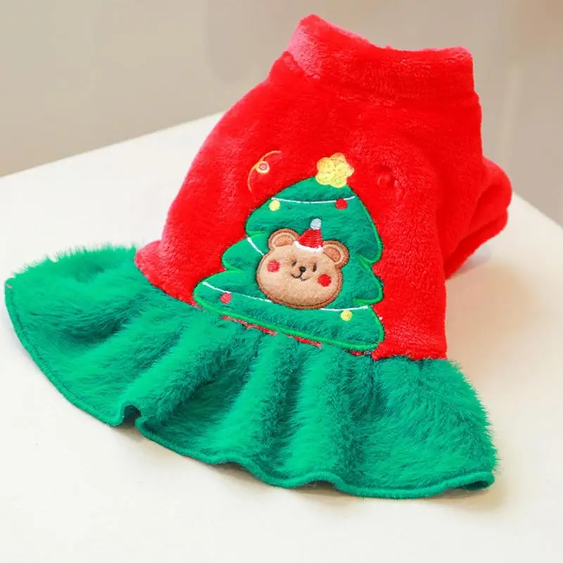 

Small Dog Christmas Dress Pet Xmas Tree Clothes Cat Apparel Christmas Holiday Dress for Small Medium Dogs Cats