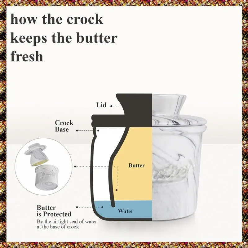 BTCL Butter Crock For Counter With Water, Butter Keeper For Spreadable Butter  Butter Dish With Lid For Countertop