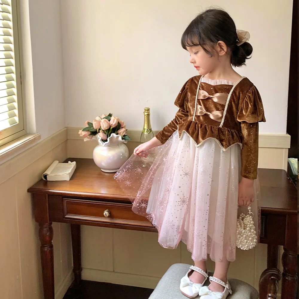 

Girls' New Korean Version of The Palace Style Long-sleeved Princess Dress Children's Halloween Gradient Dress Children's Skirt