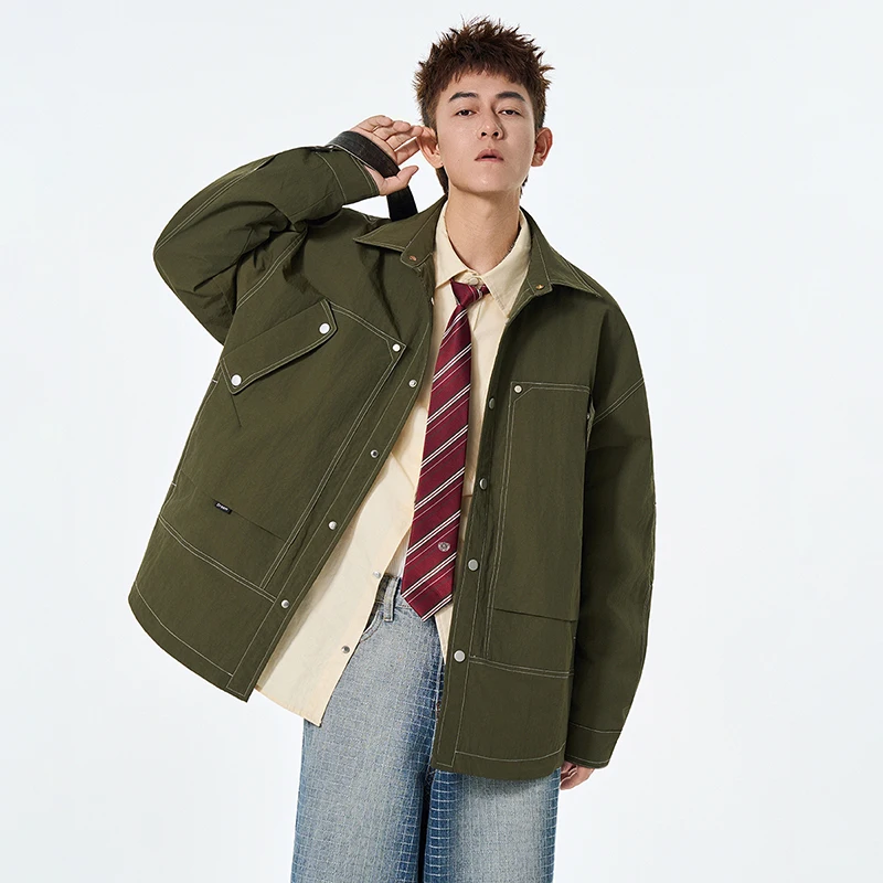 

GIOIOM's Jacket, весна-осень 2022, новый стиль, лоскутная свободная повседневная мужская куртка с отложным воротником в стиле пэчворк