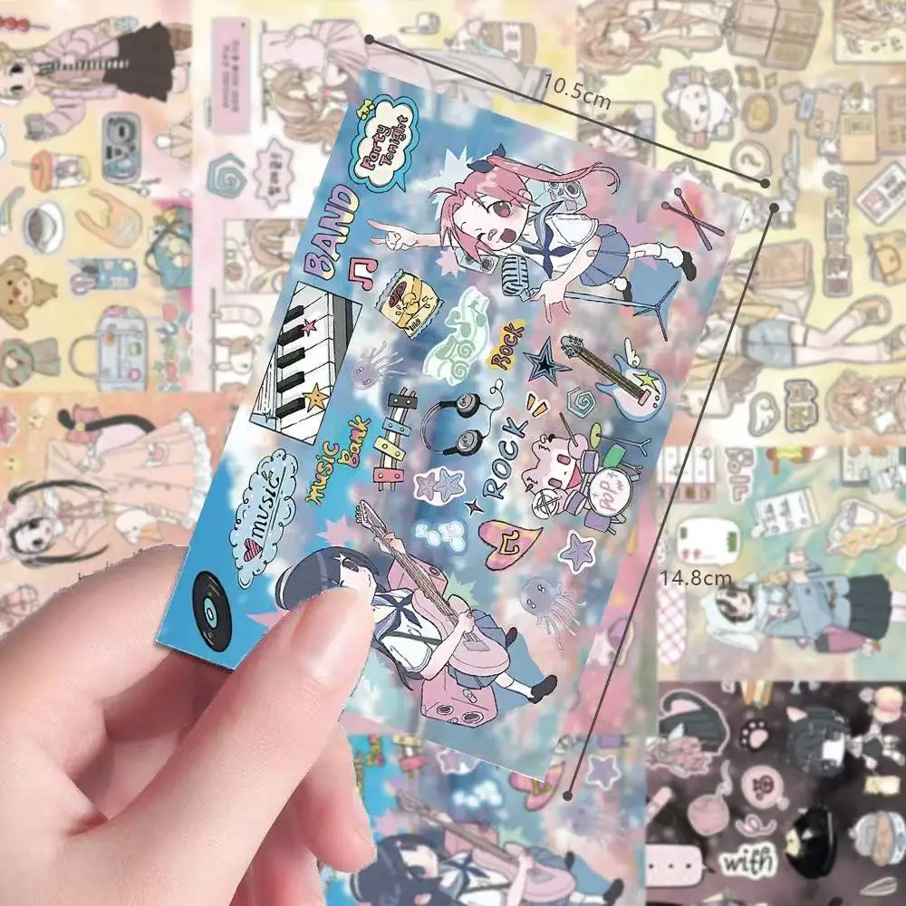 Korean New Anime Girls' Multi Ins Diary Cut Film Sticker Funny Simple Creative Style Premium Collage Material Sticker Cute Gift