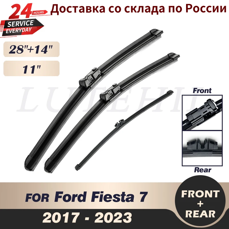 Wiper Front & Rear Wiper Blades Set For Ford Fiesta 7 2017 - 2023 2018 2019 2020 2021 Windshield Windscreen Window 28