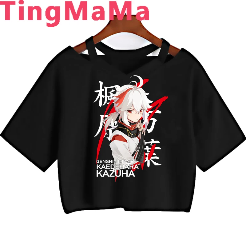 Kawaii Genshin Impact T Shirt Women Funny Hu Tao Xiao Mask Graphic Tees Grunge Aesthetic Clothes Genshin T-shirt Female