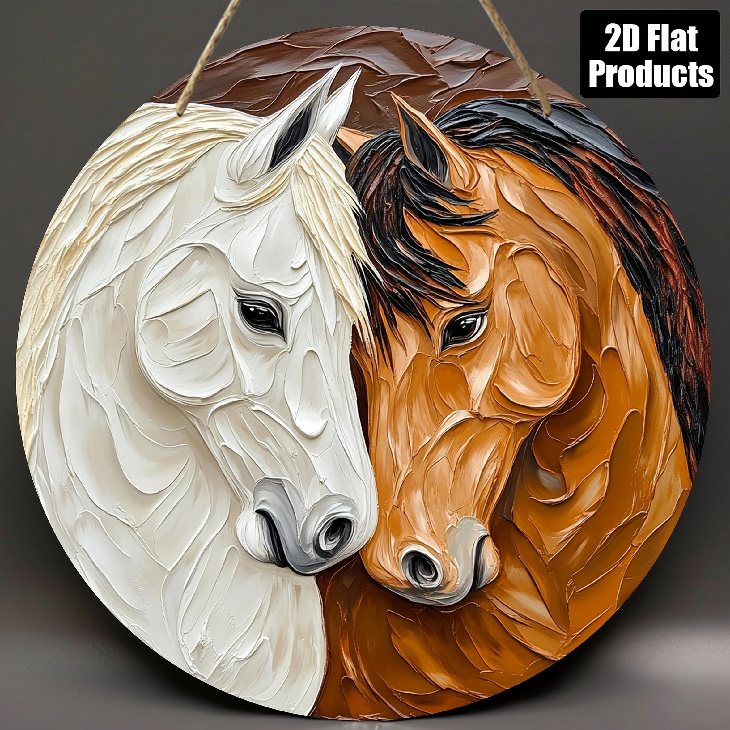 8in 2D Flat Round Wooden Sign Cute Horse Wooden Sign, Thorough Bred Horse Vintage Poster, Cute Horse Lovers Gift