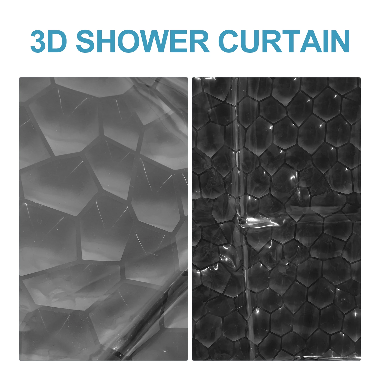 

Eva Shower Curtain 3D Decorative Bath Curtain For Bathroom Mosaic Pattern Large Size Sturdy Water-Repellent Easy Install Hooks