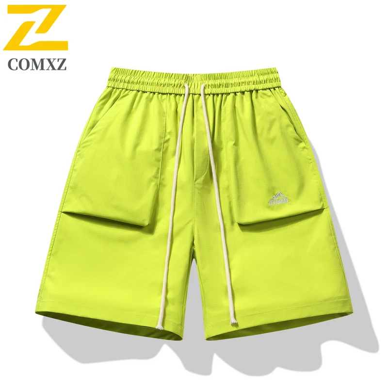 صيف جديد الرجال السراويل الاتجاه التطريز رقيقة التجفيف السريع تنفس جيب كبير السراويل الرياضية في الهواء الطلق الشاطئ تصفح السراويل