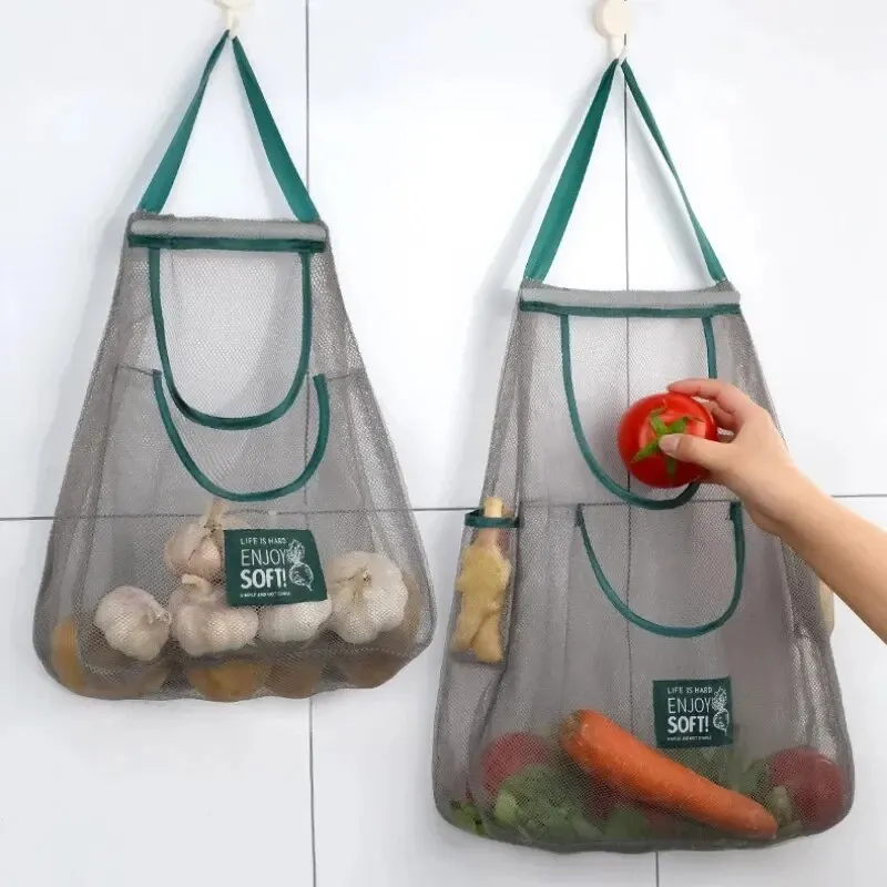 Lazy Corner Fruit and Vegetable Hanging Bag Kitchen Wall Hanging Garlic Net Bag Onion and Ginger Storage Bag with Fruit and Vege